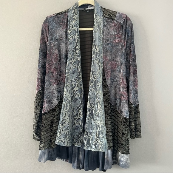 John Mark‎ Lace Velvet Combo Cardigan - Picture 1 of 12